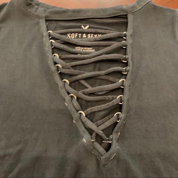 American Eagle Crossed String Neckline Tank Top - Picture 2 of 4